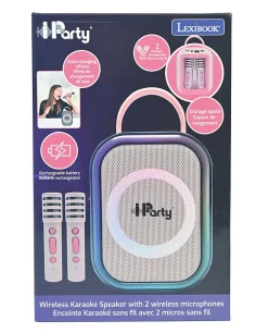 Karaoke Bluetooth Rose avec 2 micros sans fil