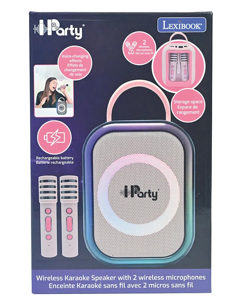Karaoke Bluetooth Rose avec 2 micros sans fil