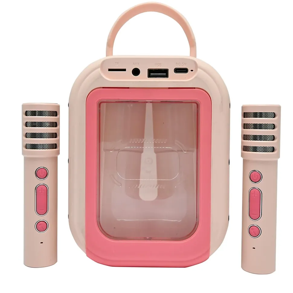 Karaoke Bluetooth Rose avec 2 micros sans fil