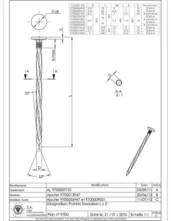 Kg de pointes Torsadées Acier brut 3.70X80 - 5 pièces