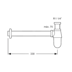 Kibath Siphon rond BOT, finition chrome poli, en laiton