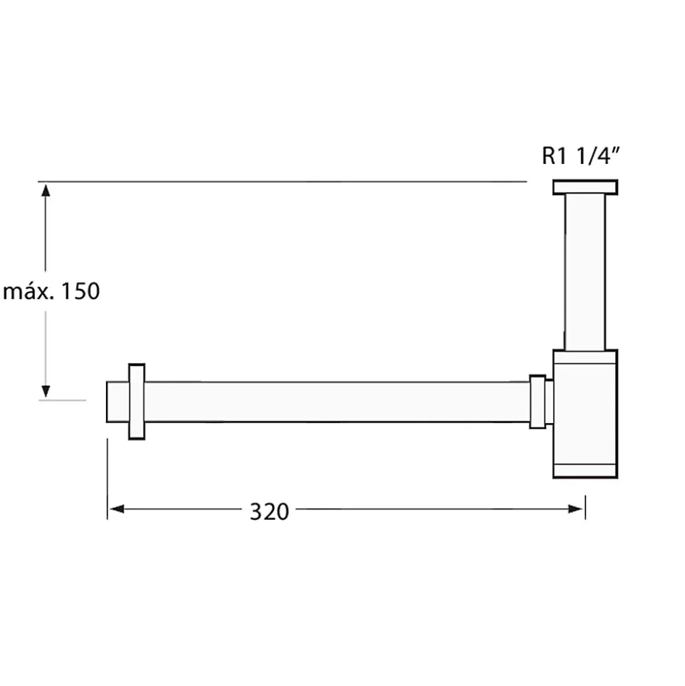 Kibath Siphon rond MIN, finition chrome poli, en laiton