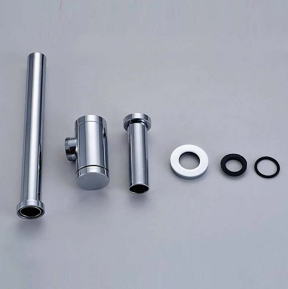 Kibath Siphon rond MIN, finition chrome poli, en laiton