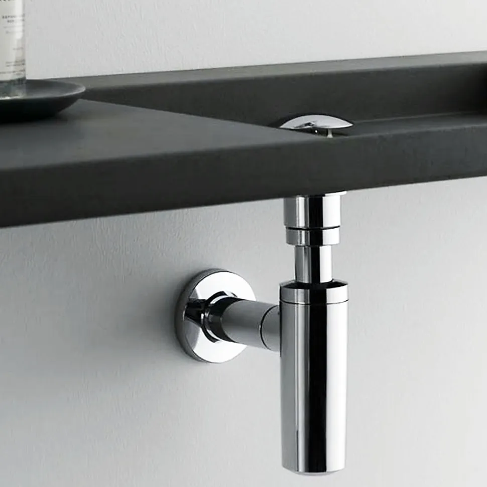 Kibath Siphon rond MIN, finition chrome poli, en laiton