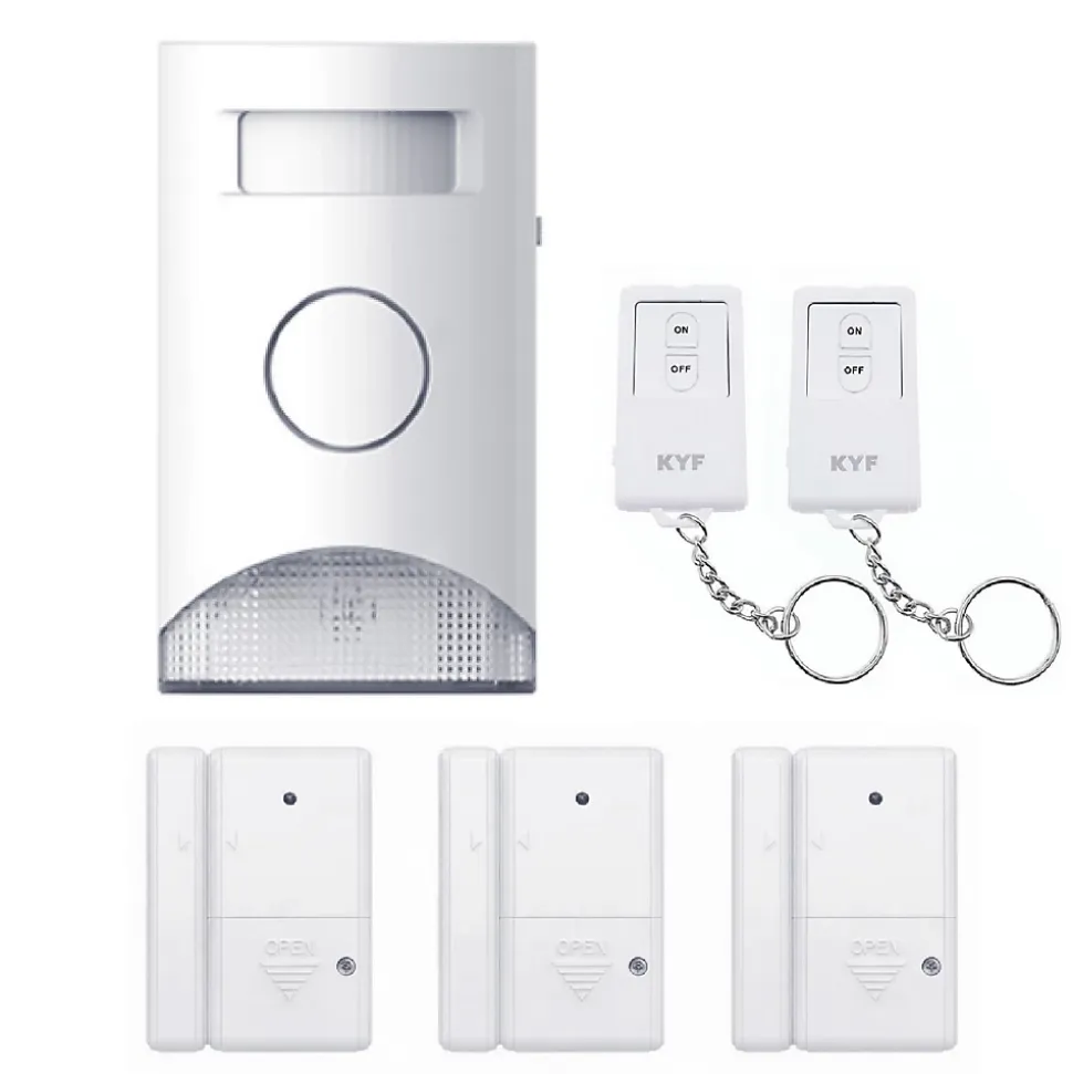 Kit Alarme autonome détection de mouvement Eclairage alerte intégré détecteur ouverture x3 et télécommande x2