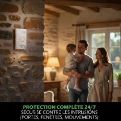 Kit Alarme autonome détection de mouvement Eclairage alerte détecteur ouverture et télécommande
