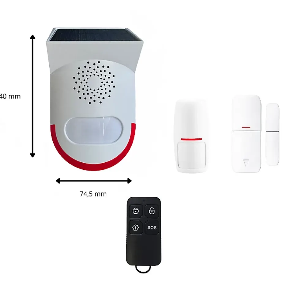 Kit alarme autonome extérieure solaire pour garage, chantier