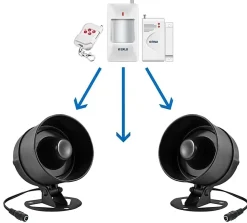 Kit Alarme Maison sans Fil 115dB - avec Sirène, 4 Détecteurs Ouverture,2 Télécommandes, 2 Capteurs de Mouvement