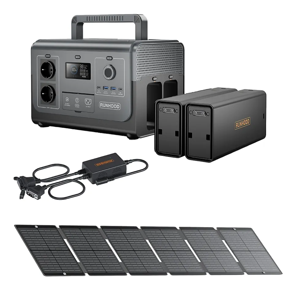 Kit Atelier Mobile RUNHOOD - 1200 W + 648 Wh + 100 W Solaire - Energie Nomade pour Chantier et Reparation