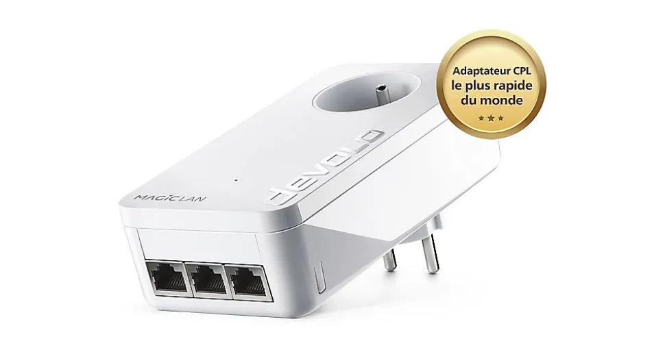 Kit de 2 adaptateurs CPL 2400 Mbits, Magic 2 LAN triple, avec 3 ports Ethernet
