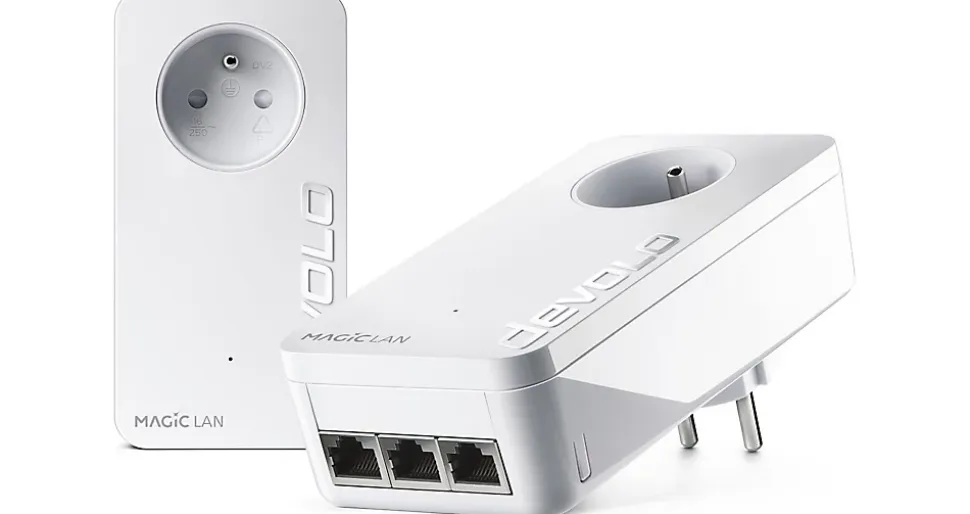 Kit de 2 adaptateurs CPL 2400 Mbits, Magic 2 LAN triple, avec 3 ports Ethernet