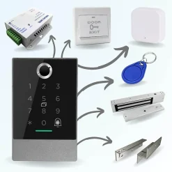 Kit de contrôle d'accès connecté - code badge et biométrie - locky 7 bio