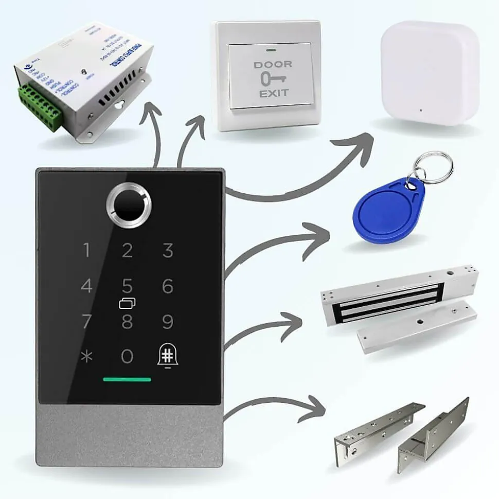 Kit de contrôle d'accès connecté - code badge et biométrie - locky 7 bio