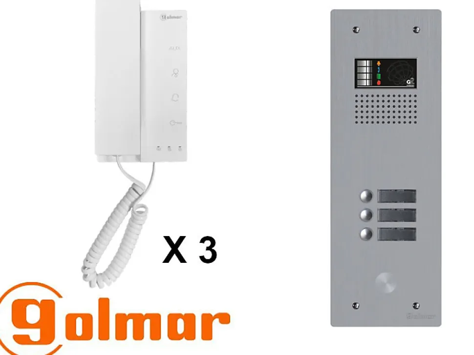 Kit interphone avec 3 combinés GOLMAR Collectif