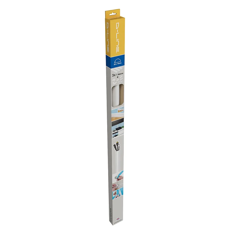 Kit moulure semi-circulaire D-Line 30 x 15 mm blanc avec accessoires, lot de 3