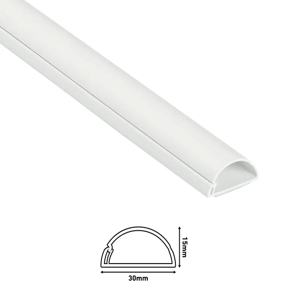 Kit moulure semi-circulaire D-Line 30 x 15 mm blanc avec accessoires, lot de 3