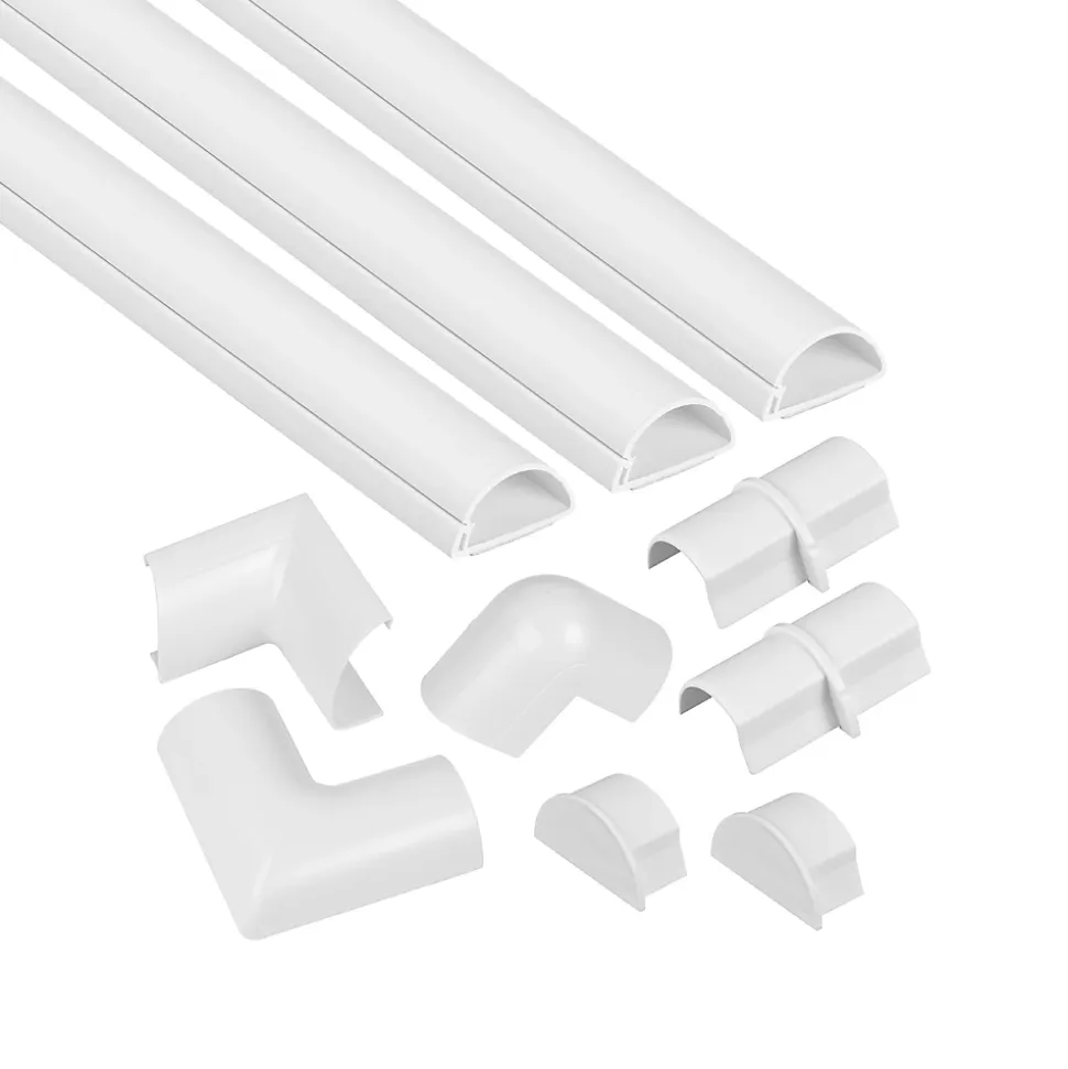 Kit moulure semi-circulaire D-Line 30 x 15 mm blanc avec accessoires, lot de 3