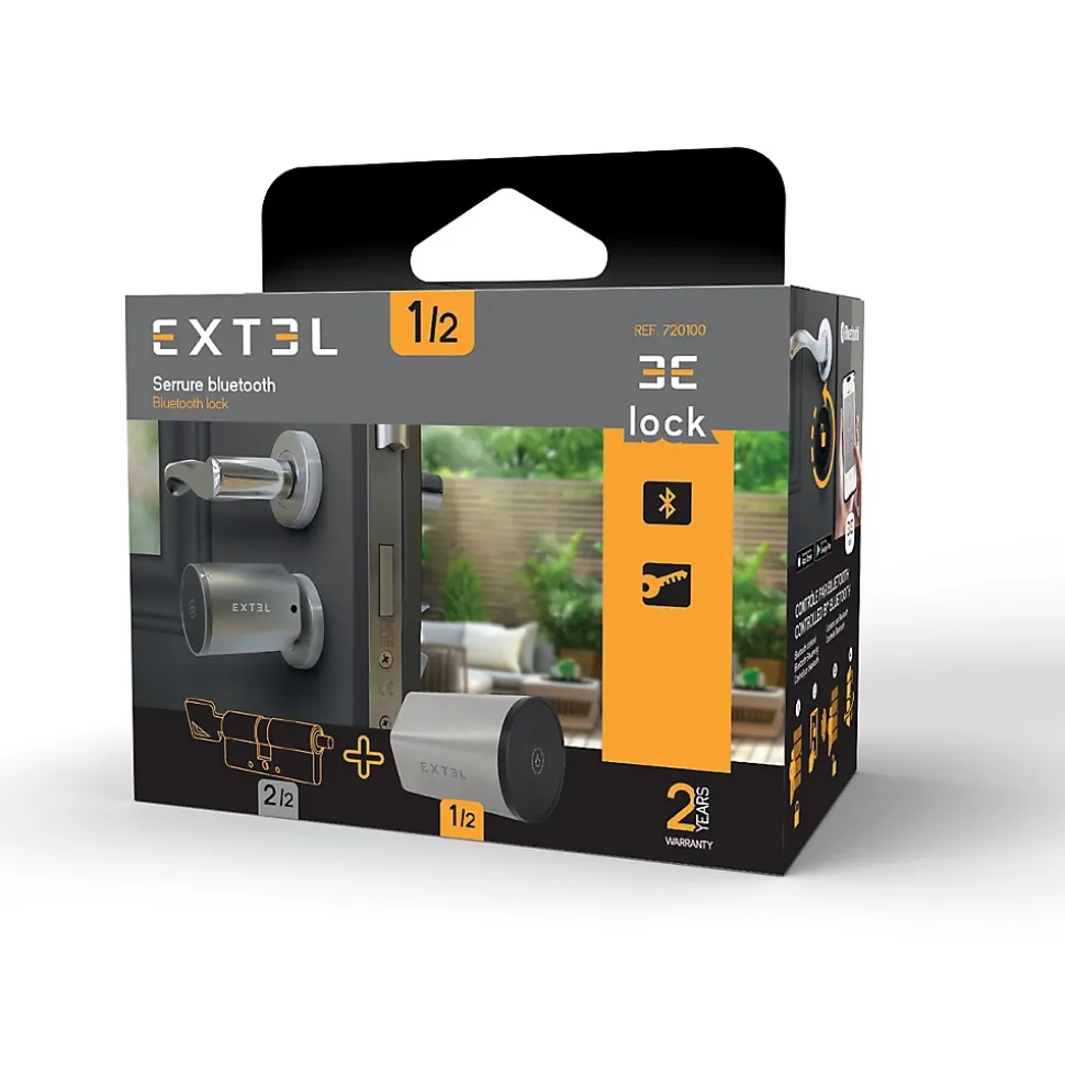 Kit Serrure Connectée Extel Lock + cylindre 30/35 mm + clavier sans fil + 2 badges supplémentaires