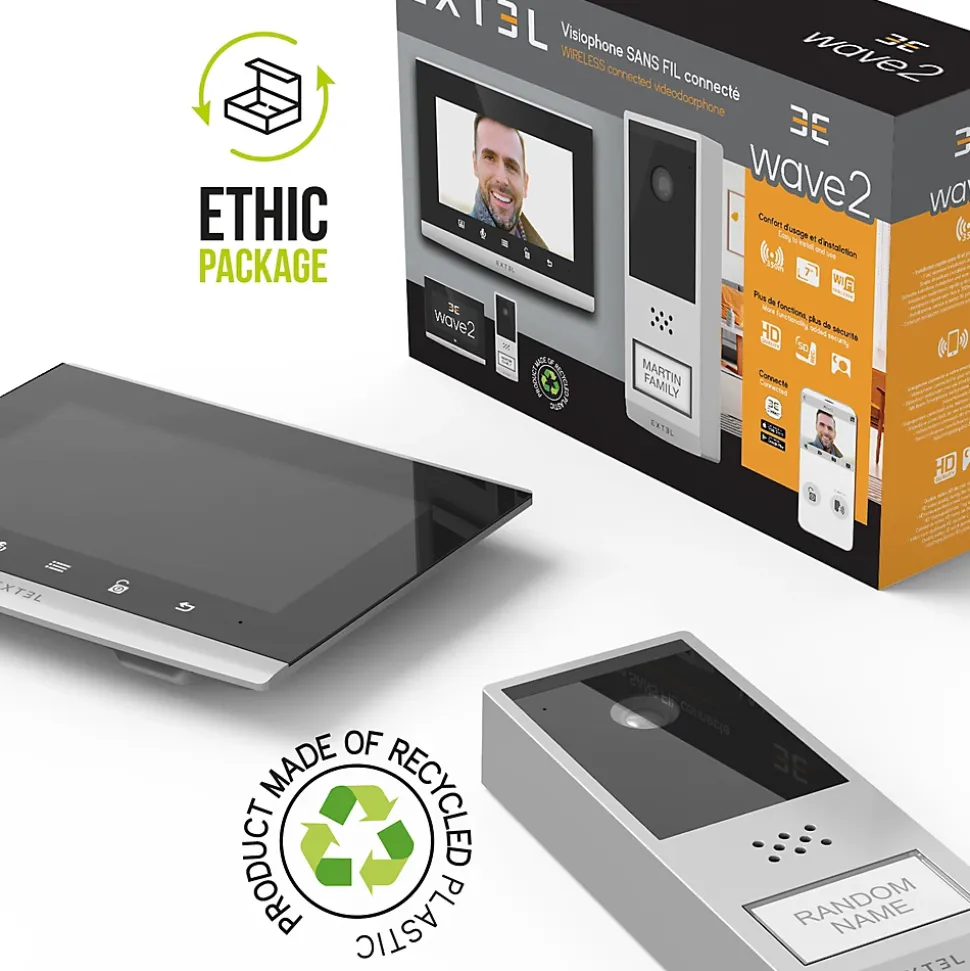 Kit Visiophone connecté et sans fil Wave 2 + 1 batterie supplémentaire - Extel