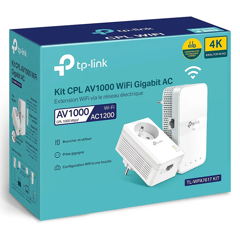 Kit 2x CPL AV1000 Gigabit WiFi AC1200 avec prise gigogne TP-Link