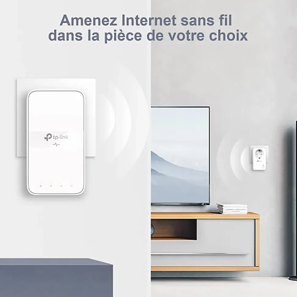 Kit 2x CPL AV1000 Gigabit WiFi AC1200 avec prise gigogne TP-Link