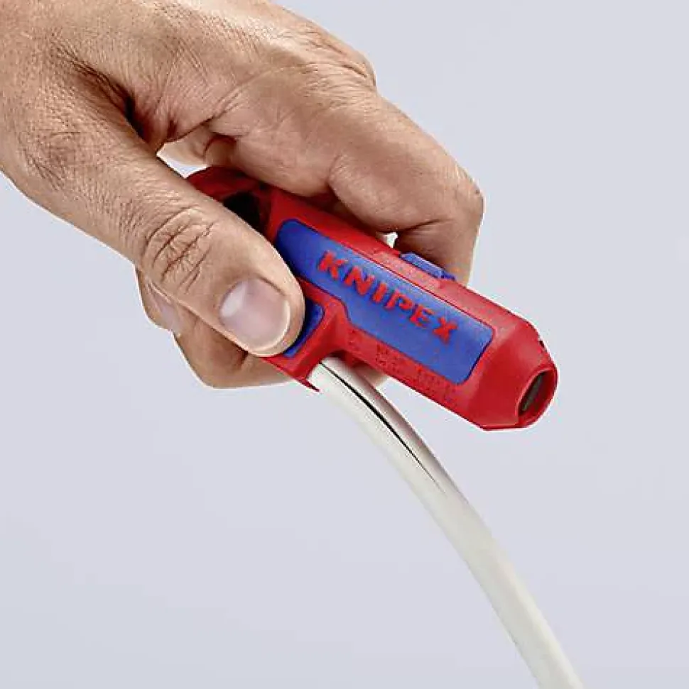 Knipex 16 95 02 SB ErgoStrip - Dénudeur de câble ergonomique pour câbles ronds, coaxiaux et de données (gauchers)