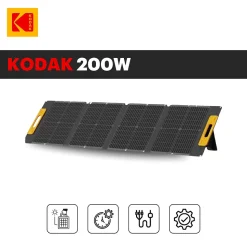 KODAK Kit Station d'Énergie Portable S1210 + Panneau Solaire 200W - Batterie 1102Wh - Multiport&Prises - Pour Camping Urgence