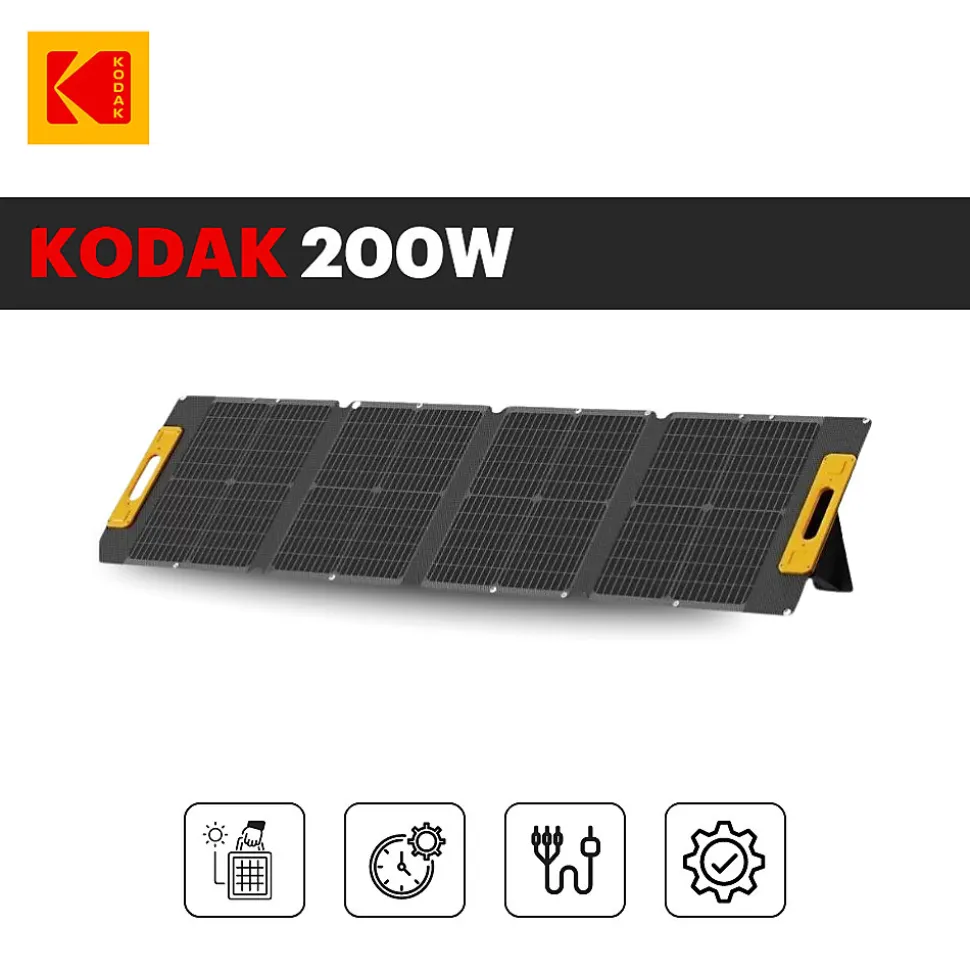 KODAK Kit Station d'Énergie Portable S1210 + Panneau Solaire 200W - Batterie 1102Wh - Multiport&Prises - Pour Camping Urgence