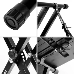 KS2B Support pour synthétiseur clavier Hauteur réglable de 33 à 98 cm Charge max 30 kg Vis et sangles de fixation Duronic