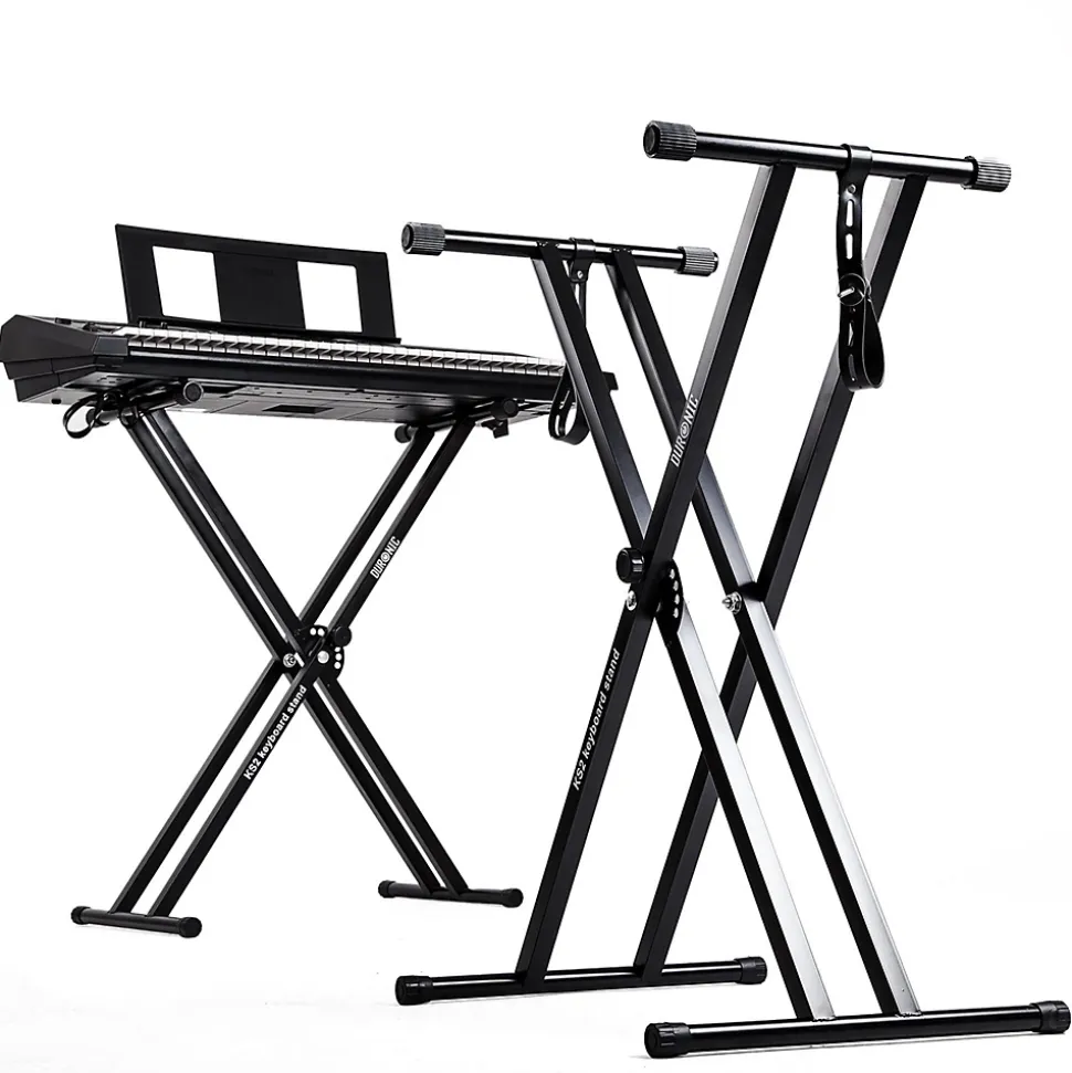 KS2B Support pour synthétiseur clavier Hauteur réglable de 33 à 98 cm Charge max 30 kg Vis et sangles de fixation Duronic