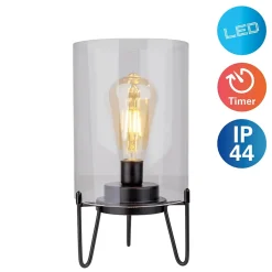 Lampe à piles 'LONNA' lampe de table pour l'extérieur, métal et verre, en noir, hauteur 28,5 cm