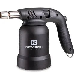 Lampe à souder à gaz Professionnelle Utilisation 360 degrés Chalumeau gaz Allumage piezo + 8 Cartouches gaz Perçables KEMPER