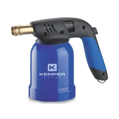 Lampe a souder Coque Acier Allumage piezo + 4 Cartouches de gaz 190gr STOP GAZ Perçables KEMPER