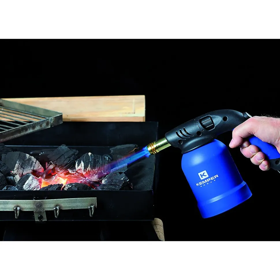 Lampe a souder Coque Acier allumage piezo + 8 Cartouches de gaz 190gr STOP GAZ Perçables KEMPER