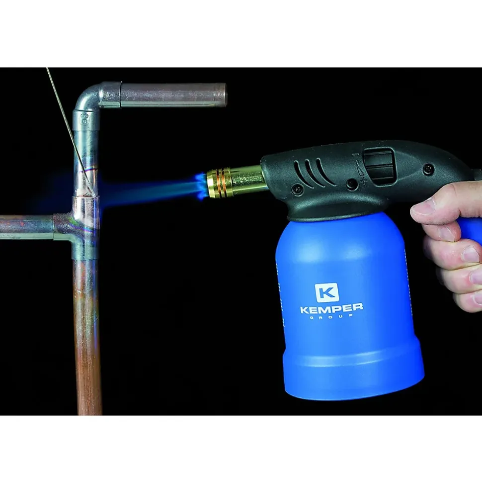Lampe a souder Coque Acier allumage piezo + 8 Cartouches de gaz 190gr STOP GAZ Perçables KEMPER