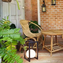Lampe décoration LED KALI balcon terrasse table métal plastique noir LED fixes 30x16x16cm