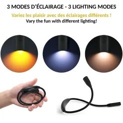 Lampe de lecture de cou rechargeable FISHTEC 3 couleurs de lumière