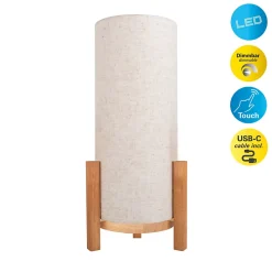 Lampe de table à accu MADITA H 48cm beige naturel LED intégrée intensité variable capteur tactile