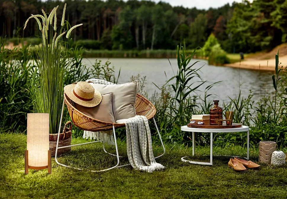 Lampe de table à accu MADITA H 48cm beige naturel LED intégrée intensité variable capteur tactile