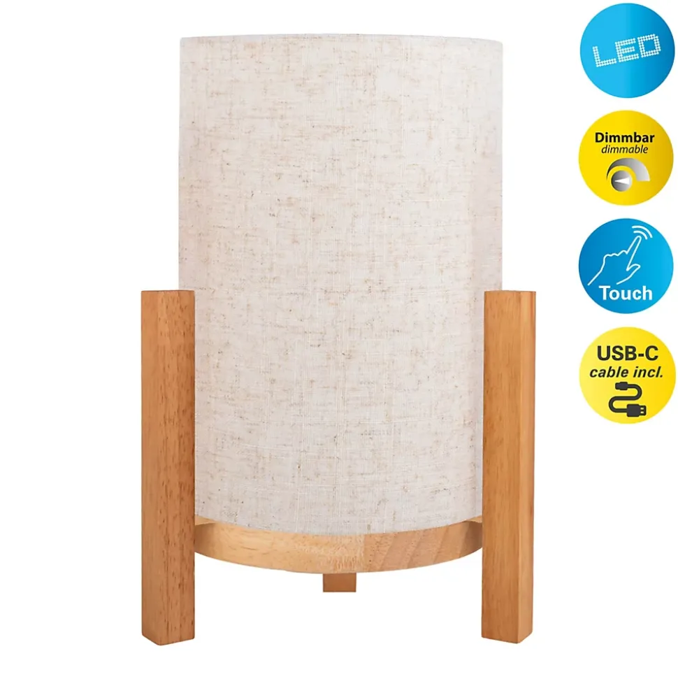 Lampe de table à accu MATILDA H 32cm beige naturel LED intégrée intensité variable capteur tactile