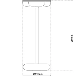 Lampe de table à accu PASI intérieur extérieur métal plastique noir intensité variable tactile fonction mémoire hauteur 26cm