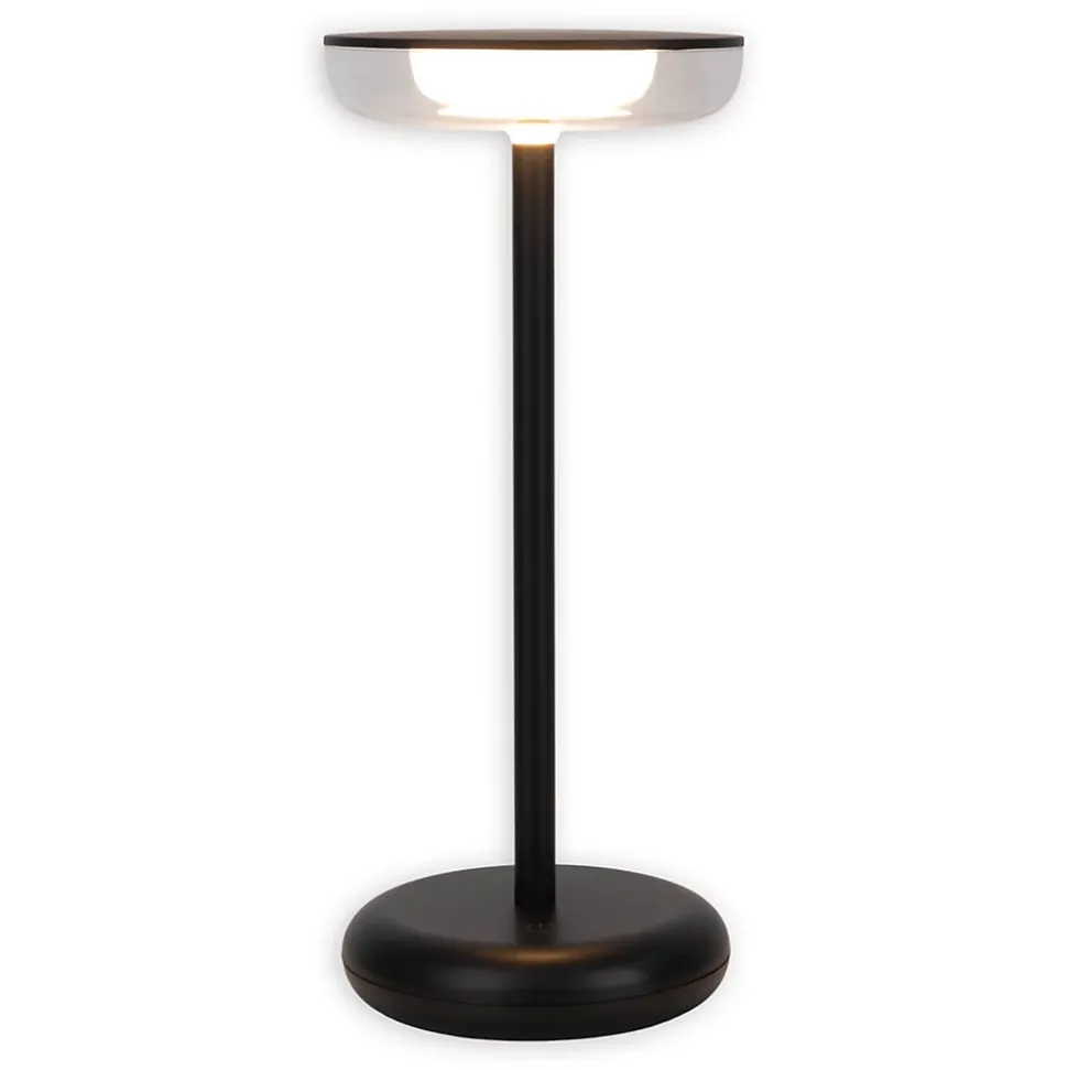 Lampe de table à accu PASI intérieur extérieur métal plastique noir intensité variable tactile fonction mémoire hauteur 26cm