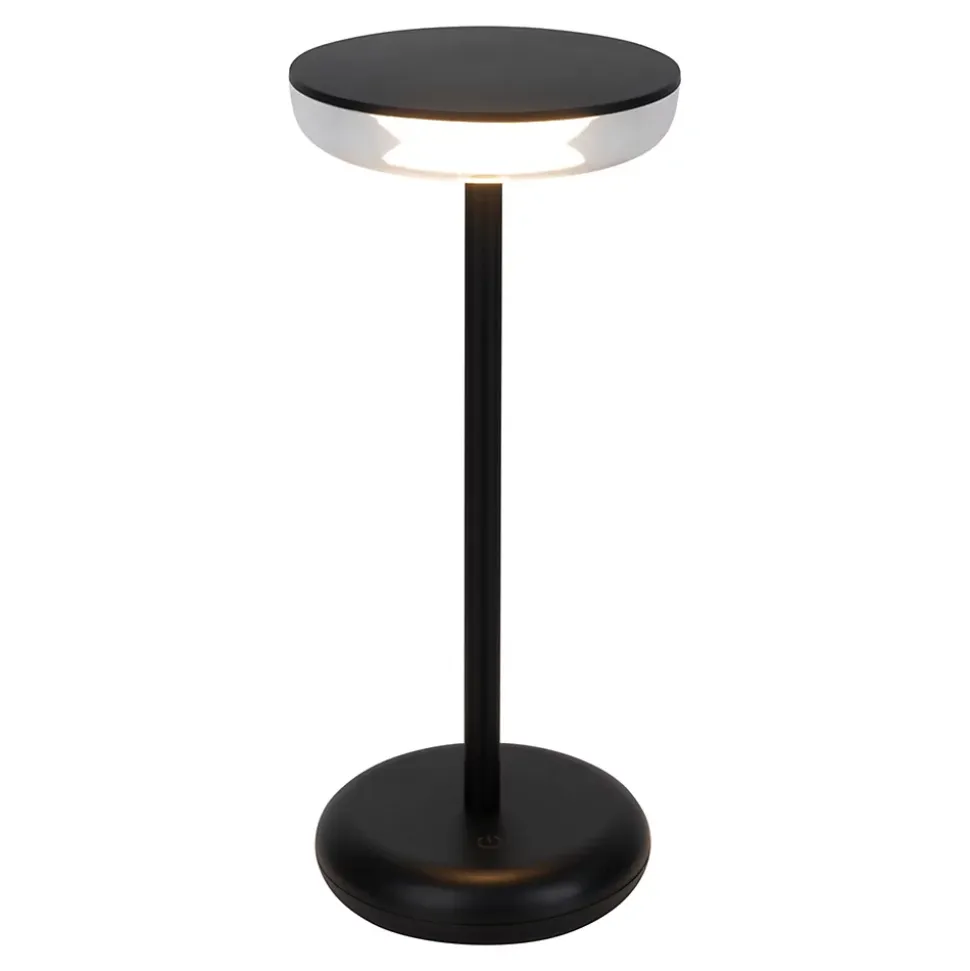 Lampe de table à accu PASI intérieur extérieur métal plastique noir intensité variable tactile fonction mémoire hauteur 26cm
