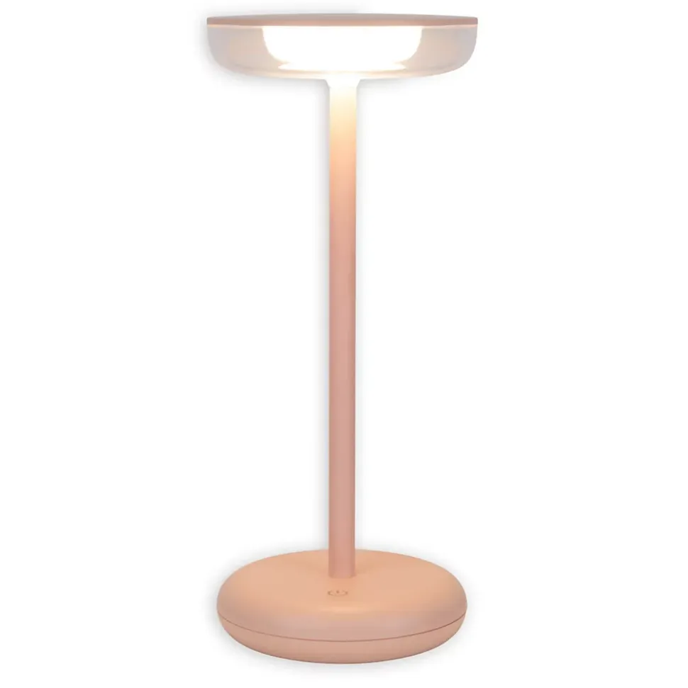 Lampe de table à accu PASI intérieur extérieur métal plastique rose intensité variable tactile fonction mémoire hauteur 26cm