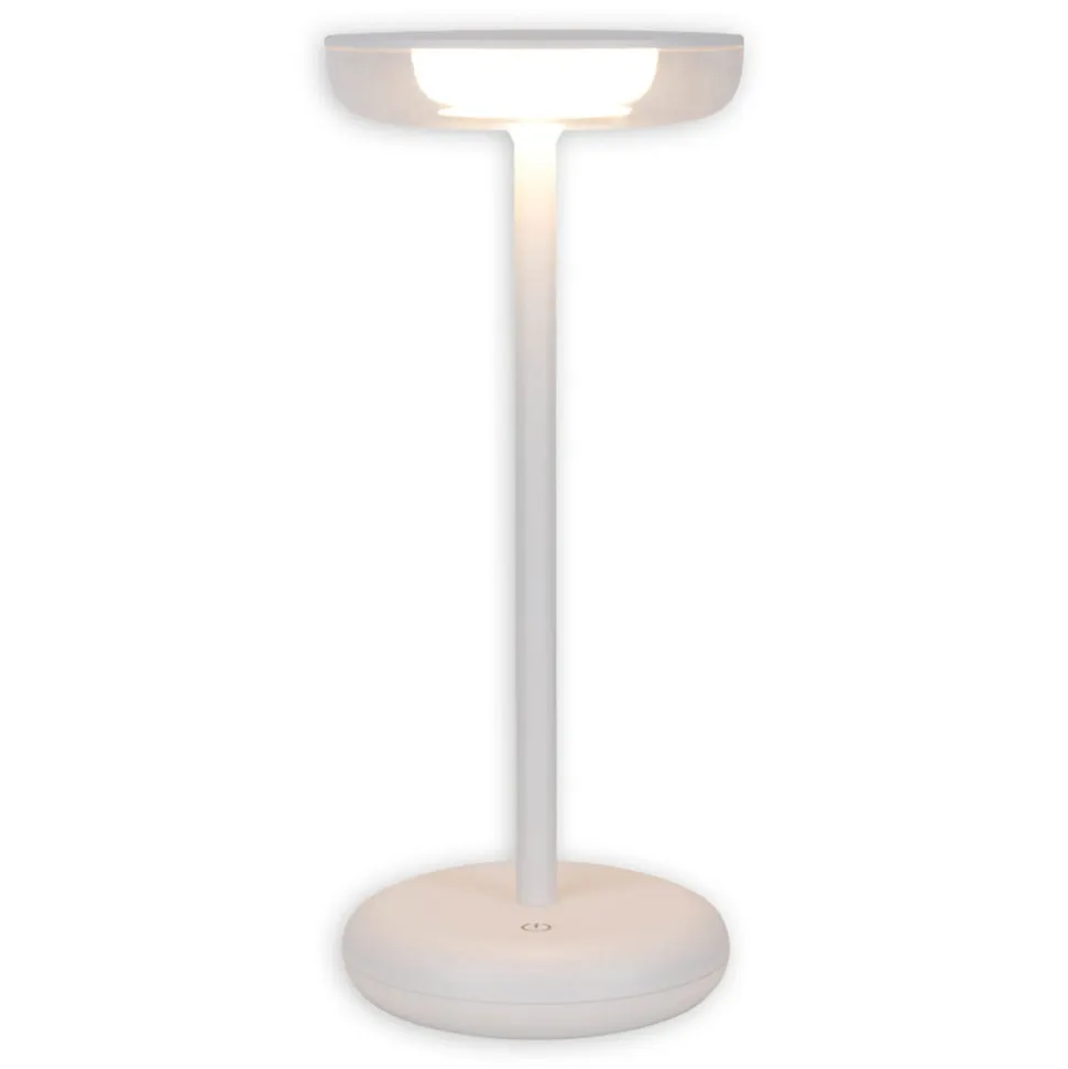 Lampe de table à accu PASI intérieur extérieur métal plastique blanc intensité variable tactile fonction mémoire hauteur 26cm
