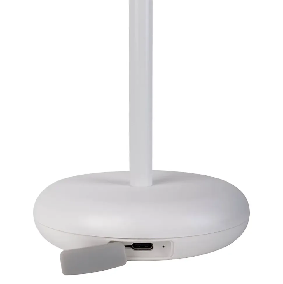 Lampe de table à accu PASI intérieur extérieur métal plastique blanc intensité variable tactile fonction mémoire hauteur 26cm