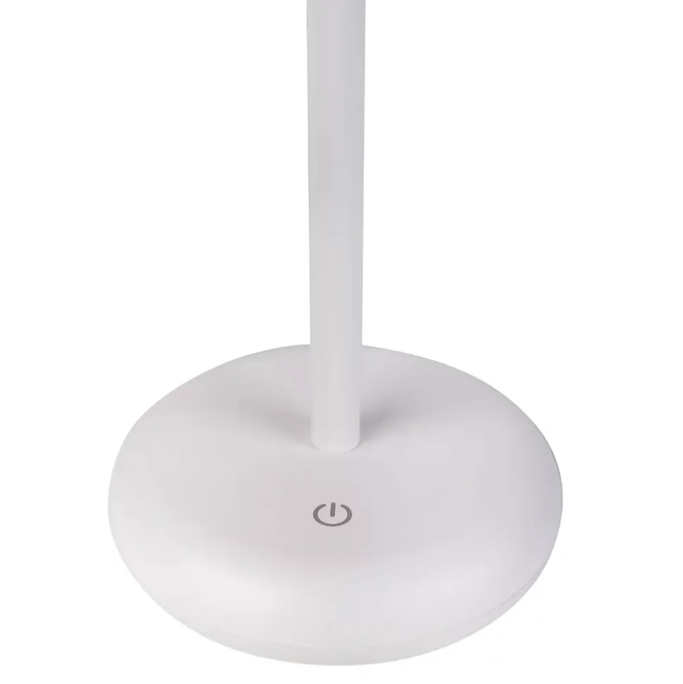 Lampe de table à accu PASI intérieur extérieur métal plastique blanc intensité variable tactile fonction mémoire hauteur 26cm