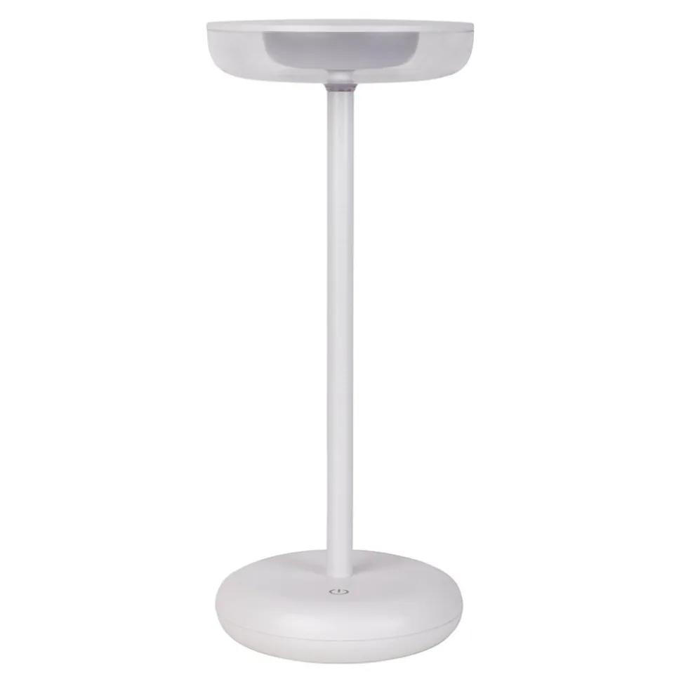 Lampe de table à accu PASI intérieur extérieur métal plastique blanc intensité variable tactile fonction mémoire hauteur 26cm