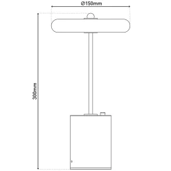 Lampe de table à accu 'SETA' grise 30 cm de haut en métal et béton, avec LED fixe