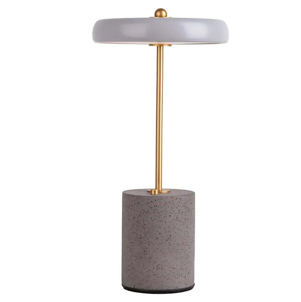 Lampe de table à accu 'SETA' grise 30 cm de haut en métal et béton, avec LED fixe